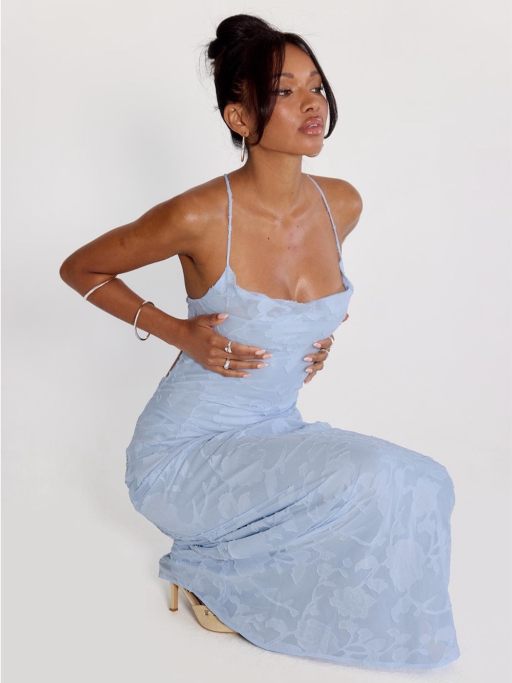 Princess Polly Light Blue Floral Slip Maxi Dress